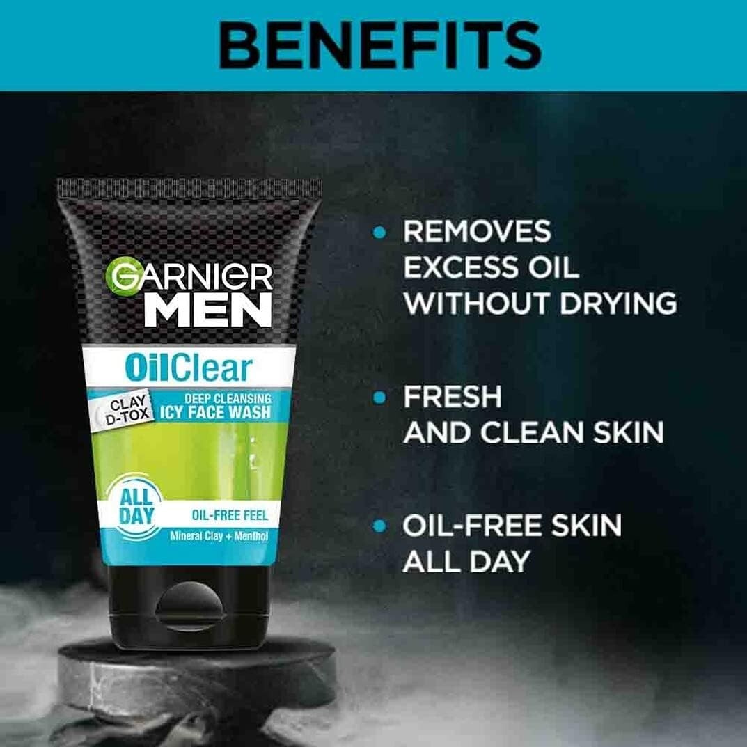Garnier Men Oil Clear deep cleansing Facewash, 100g  Free Shipping